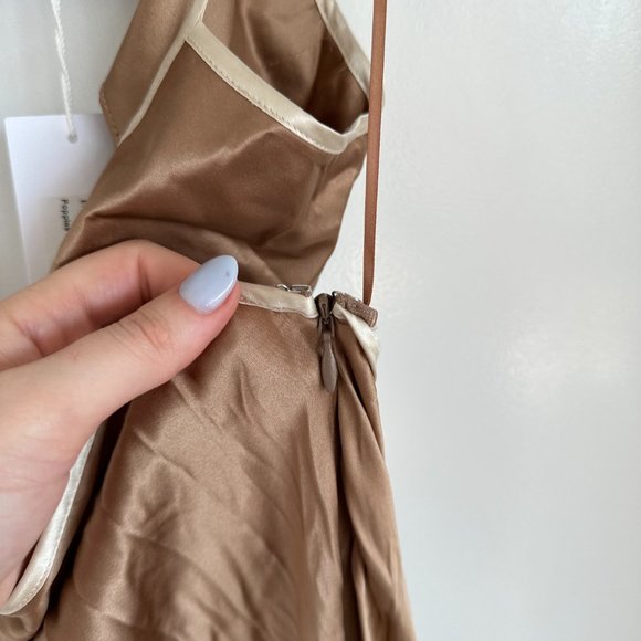 NWT Reformation Poppies Silk Cut-out Maxi Slip Dress 6 Croissant Deep - Picture 4 of 10